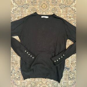 Zara Black Sweater with Pearl Details